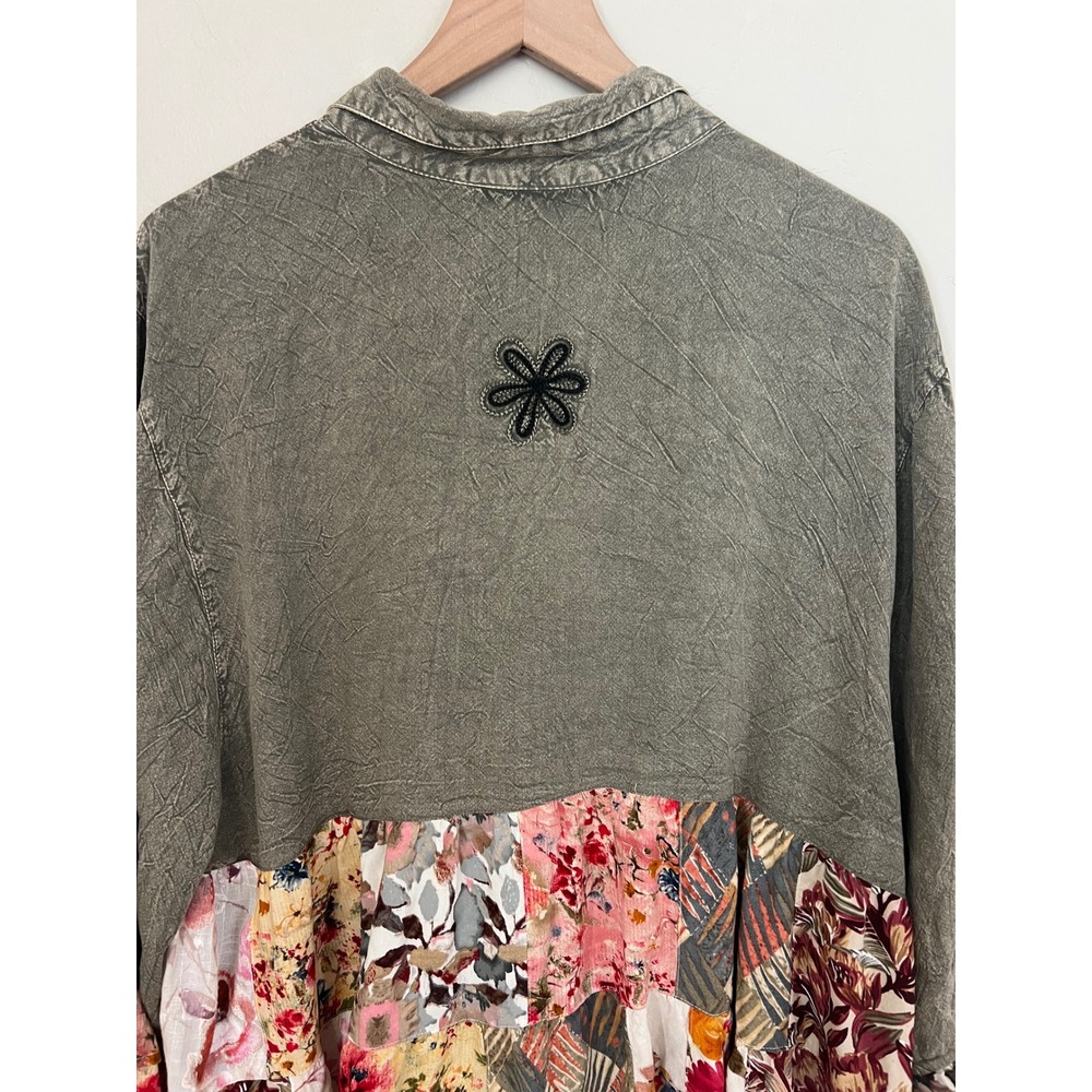 Young Threads Olive Green Patchwork Floral Embroi… - image 7